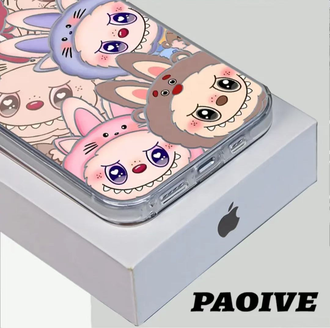 Labubu Creative Anti-Drop Colorful Silver Phone Case for Apple iPhone