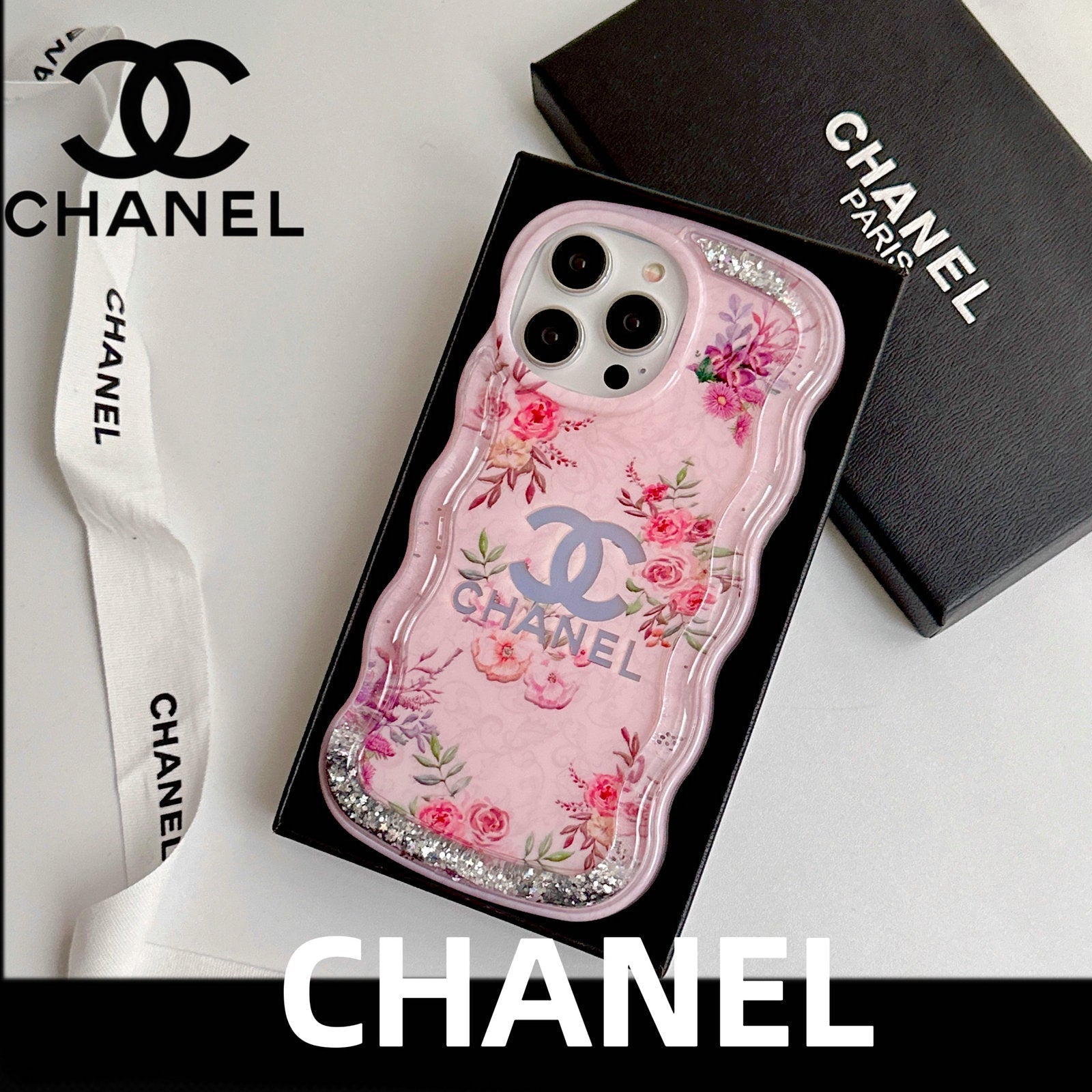 Famous Brand Quicksand Glitter Checkerboard Phone Case