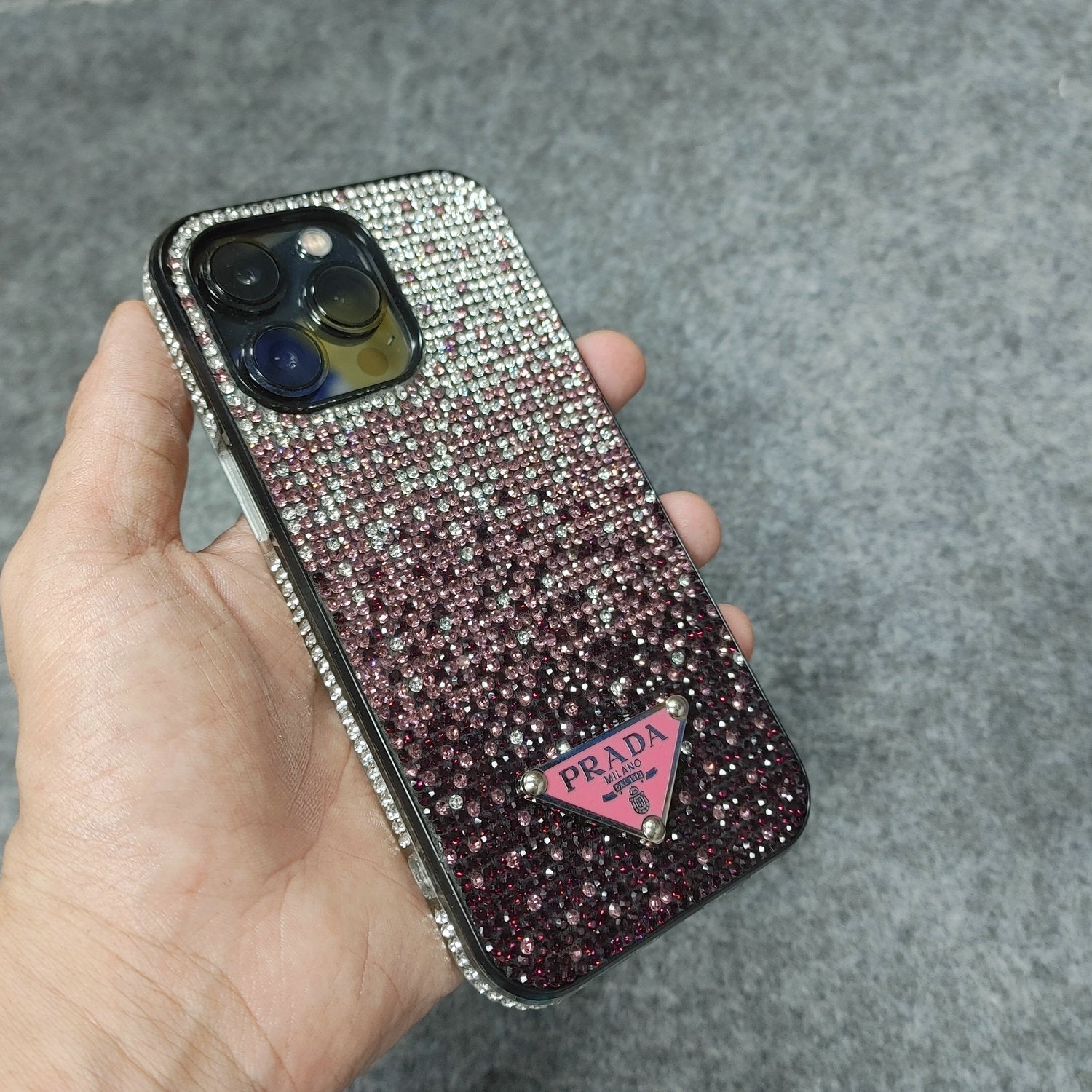 PD Gradient Stick-on Crystals Phone Case