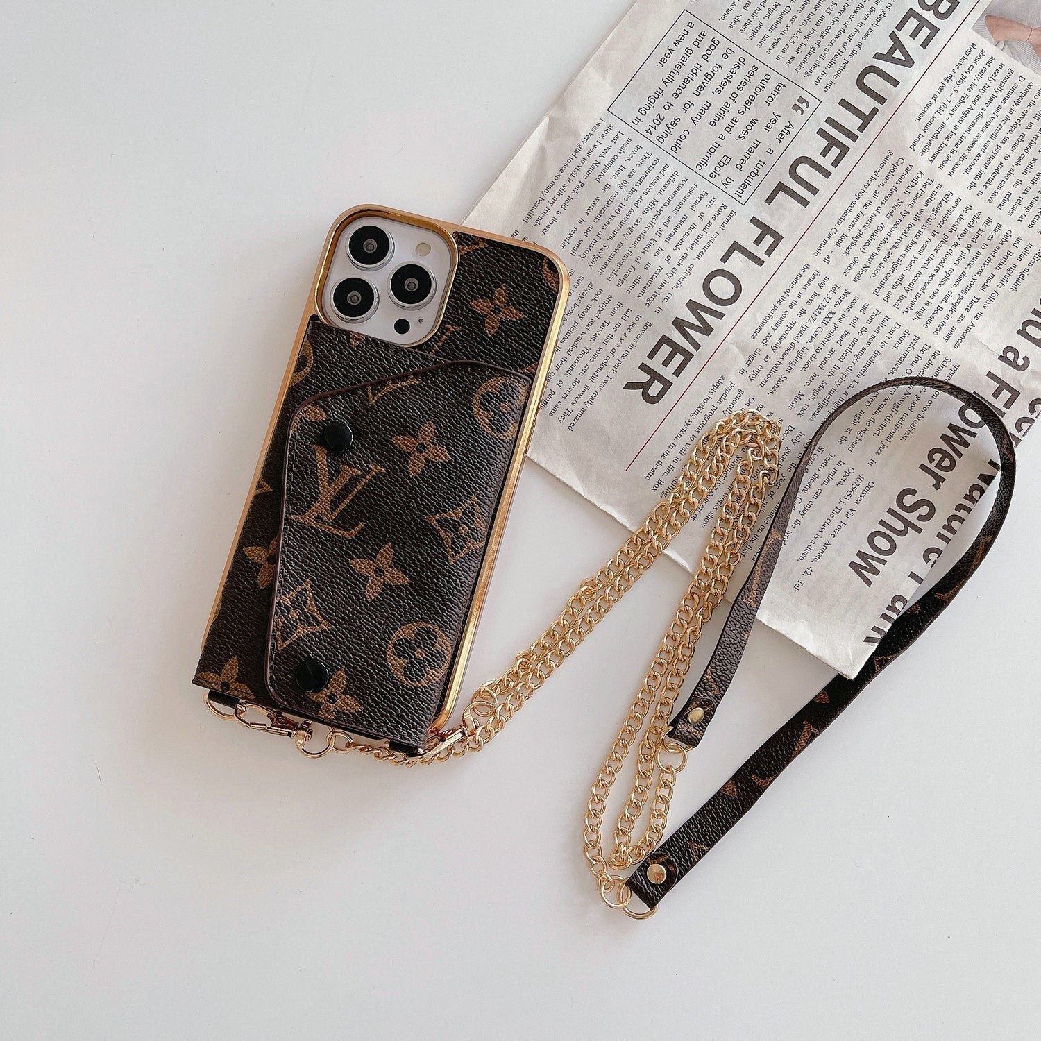 Fancy Vintage Crossbody Electroplated Card Holder Phone Case