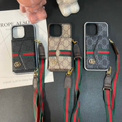 LoveV&GG Accordion Card Holder Phone Case with Long Lanyard