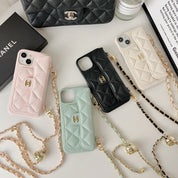 CC Official Website Winter Latest Lychee Pattern Diagonal Phone Case