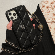 CC Caviar Pattern Leather Case