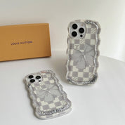 Famous Brand Quicksand Glitter Checkerboard Phone Case